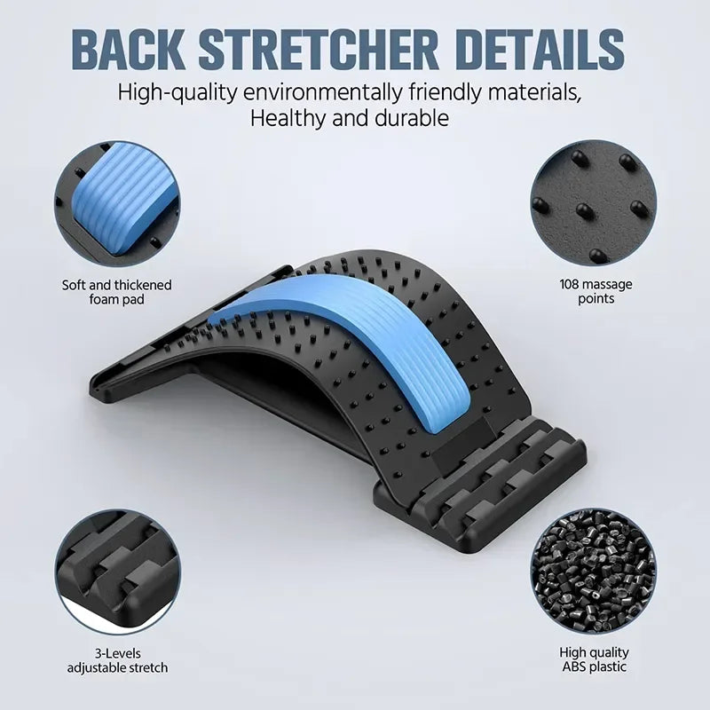 Back Stretcher Multi-Level Adjustable Massager Waist Neck Fitness Lumbar Cervical Spine Cervical Spine Support Massager