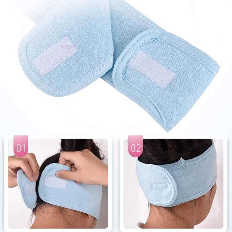 New Women Adjustable Velcro Strap Wash Face Headband Soft Toweling Broken Hair Tools Accessories SPA Facial Headbands Headwear