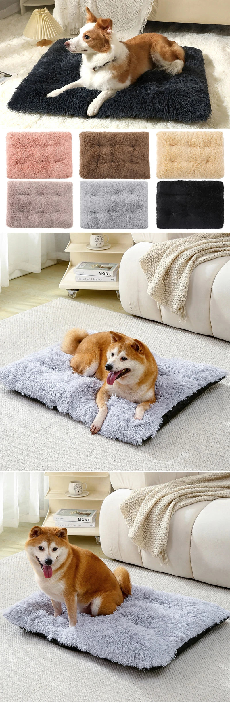Plush Warm Dogs Sleeping Bed Mat Soft Fleece Pet Blanket Mat  Detachable Cat Puppy Mat Cushion for Small Medium Large Dogs Bed