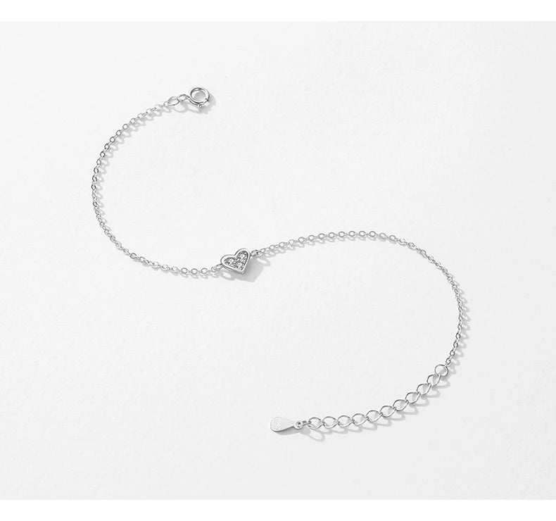 Modian Real 925 sterling silver Heart CZ Bracelet Fashion Crystal Wedding Lady Classic  Romantic Jewelry