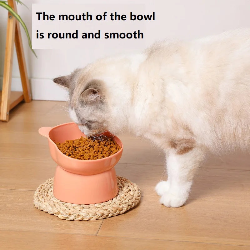 New Elevated Cat Bowls Stress Free Feeder and Waterer with Base Anti-Vomiting Tilted Raised Nonslip No Spill Pet Bowls