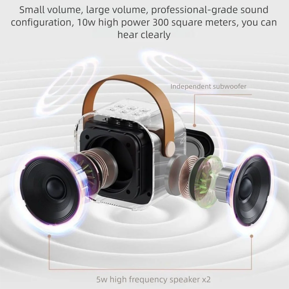 Bluetooth Audio Mini Karaoke Machine K12 with 1/2 Wireless Microphones Portable Bluetooth Speaker Fun Toys RGB Light