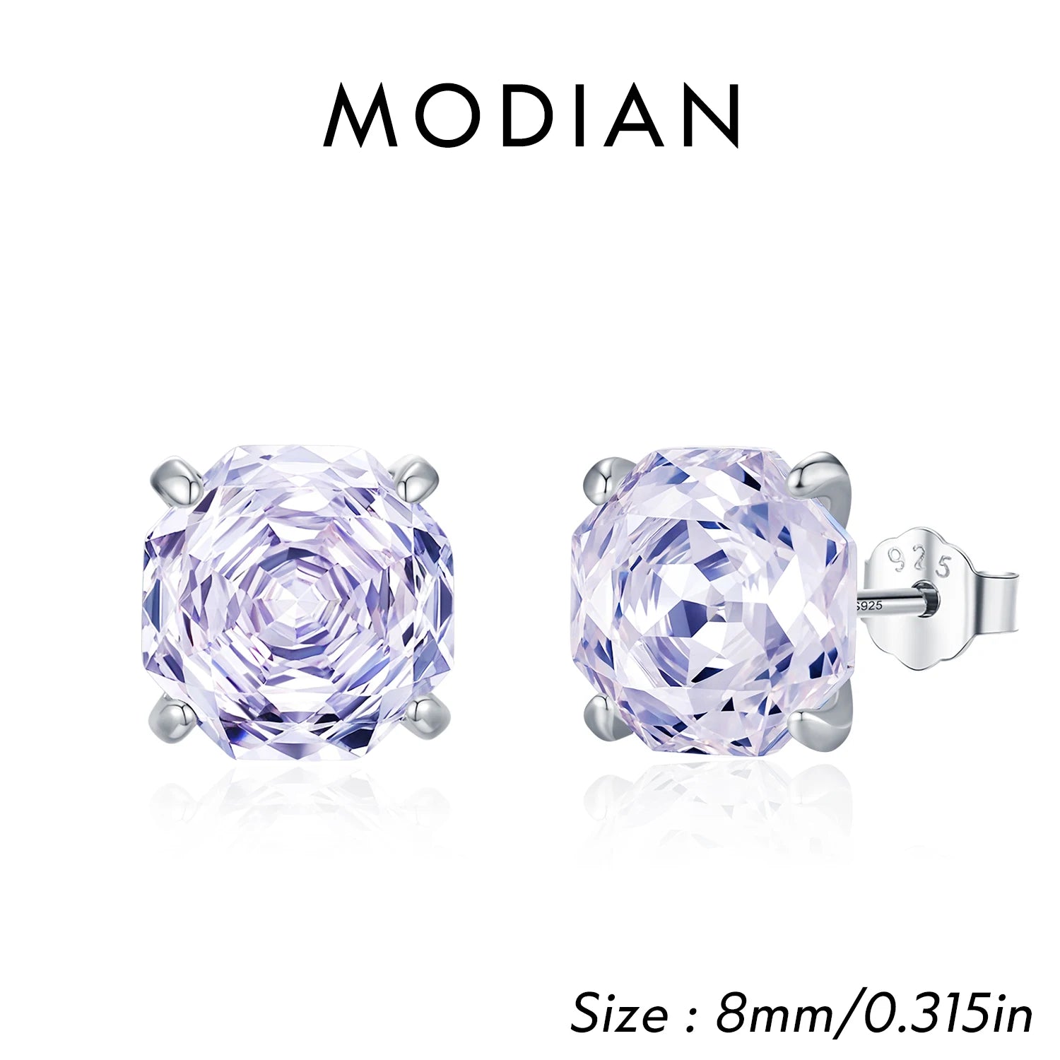 MODIAN 925 Sterling Silver Polygon Multi-Color Rose Cut Cubic Zirconia Luxury Stud Earrings For Women Party Fine Jewelry