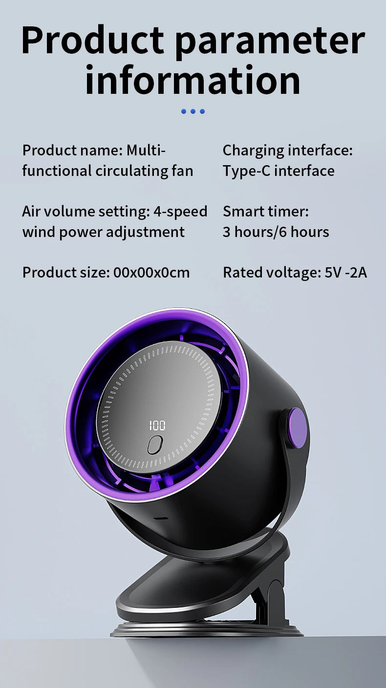 Multi-functional Circulating Fan With Clip 3-in-1 Turbo Fan Electric High-speed Clip Fan 100 levels of free adjustment Mini Fan