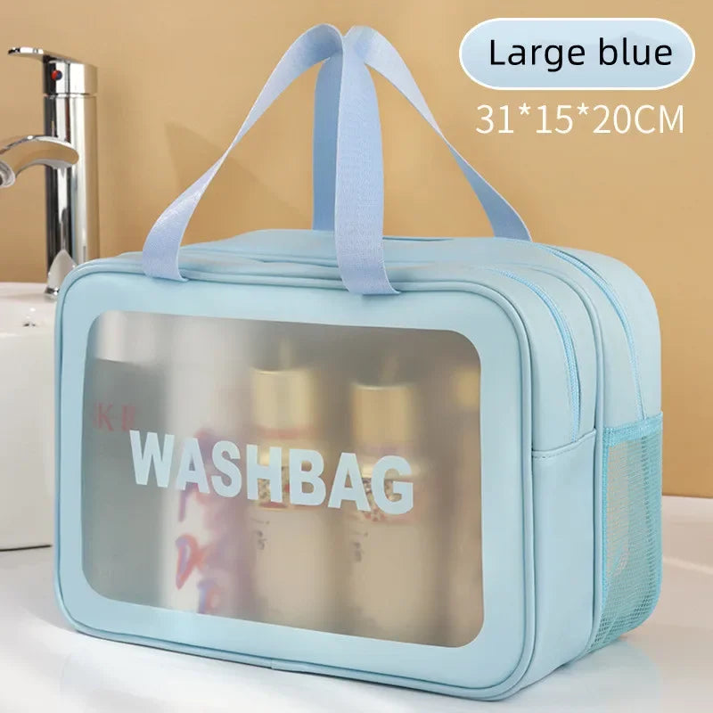 Dry Wet Separation Double Transparent Makeup Bag Portable Cosmetic Organizer Travel Swimming Toiletry Pouch