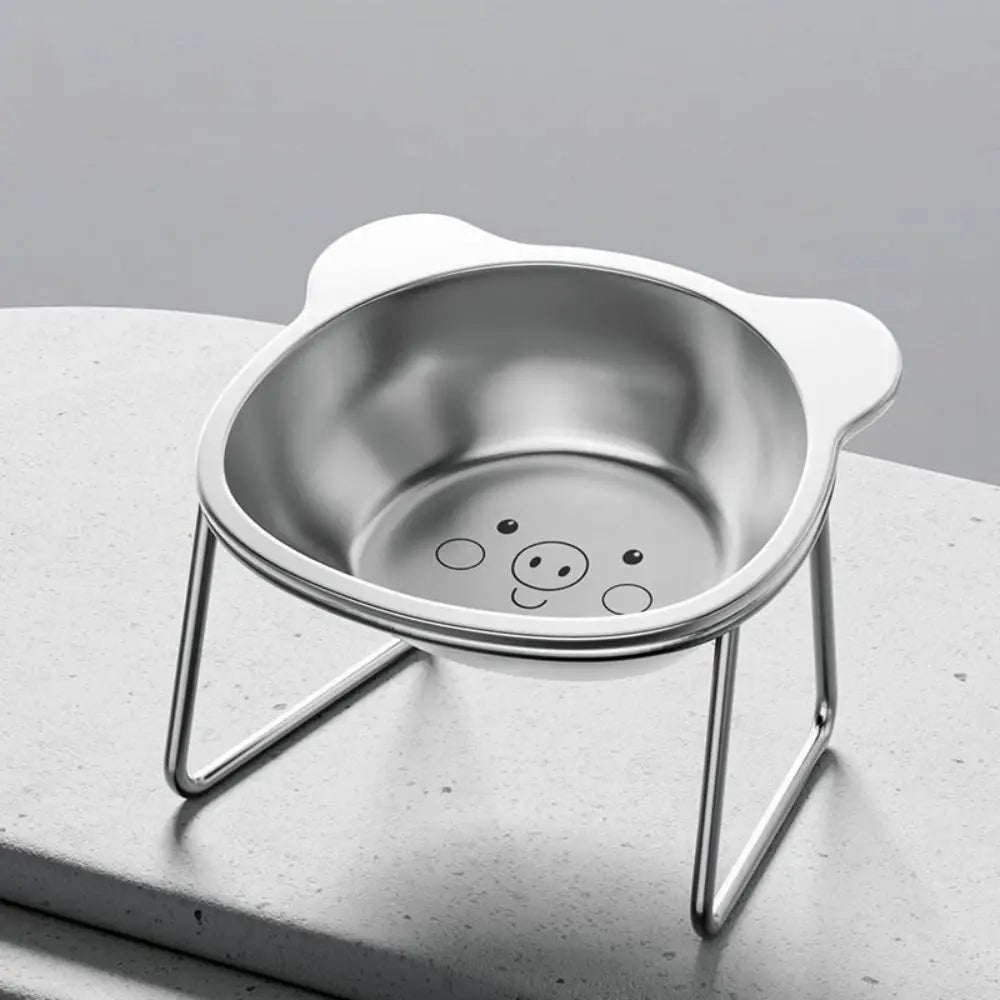 15 Degree Inclined Stainless Steel Cat Bowl Detachable Anti Overturning Elevated Cat Water Bowl Neck Protection Anti-flip
