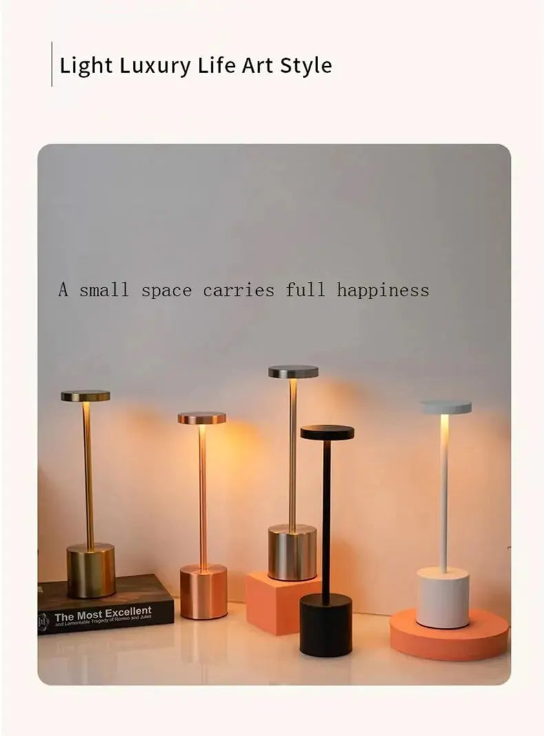 Decorative Table Lamp LED Waterproof Rechargeable Night Light Touch Dimming Bar Living Room Reading Camp Light