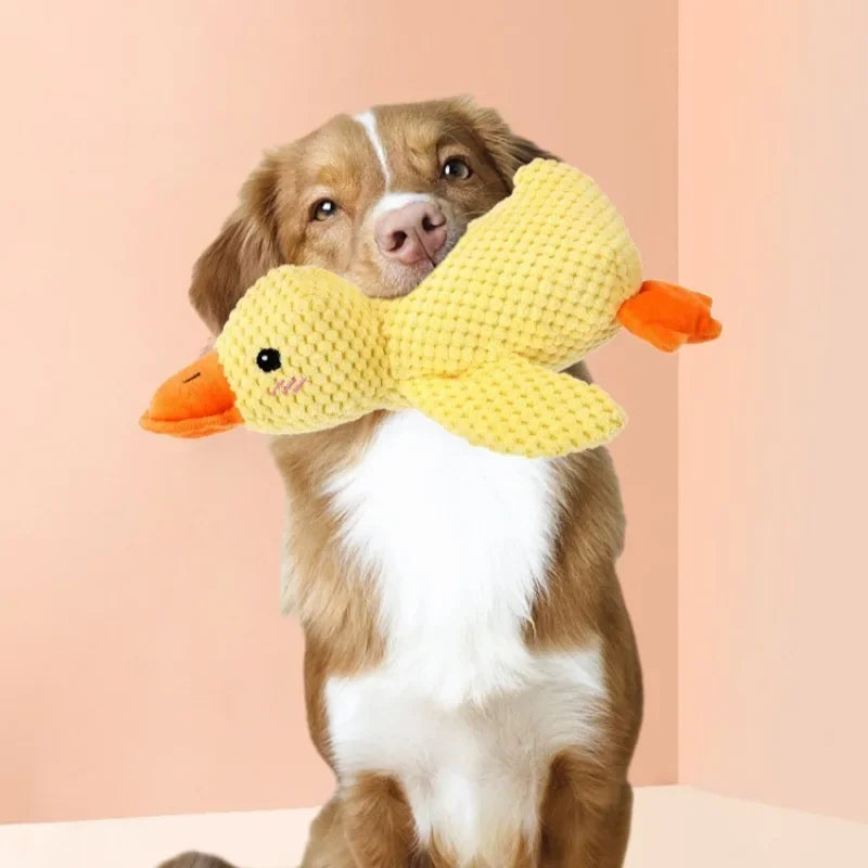 Resistant Grinding Dog Toy Interactive Entertainment Pet Plush Toy Durable Bite Proof Chew Stress Relief Squeaky Duck Design