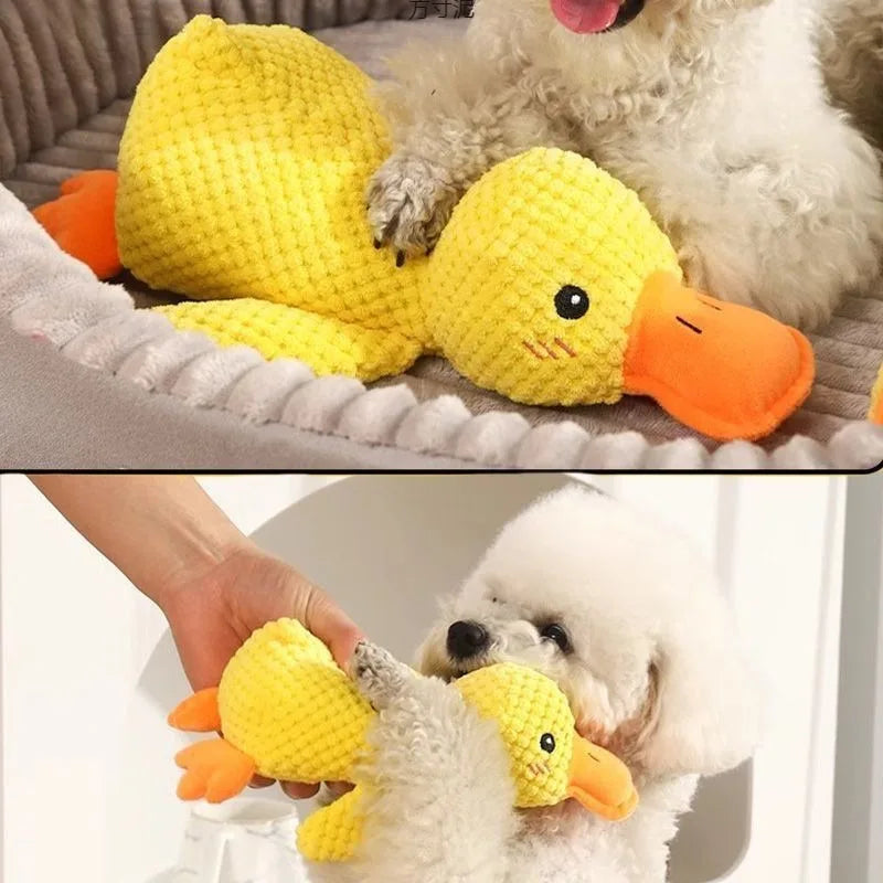 Resistant Grinding Dog Toy Interactive Entertainment Pet Plush Toy Durable Bite Proof Chew Stress Relief Squeaky Duck Design