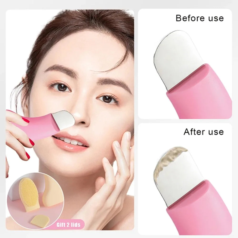 2 in 1 Facial Blackhead Removal Tool Silicone Face Scraper for Deep Cleansing Face Spatula Nose Whitehead Remover Skin Care Tool