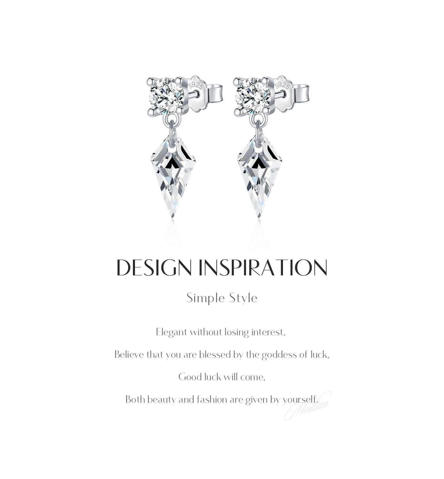 MODIAN 925 Sterling Silver Luxury Sparkling Kite Zirconia Swings Stud Earrings For Women Fine Jewelry Accessories