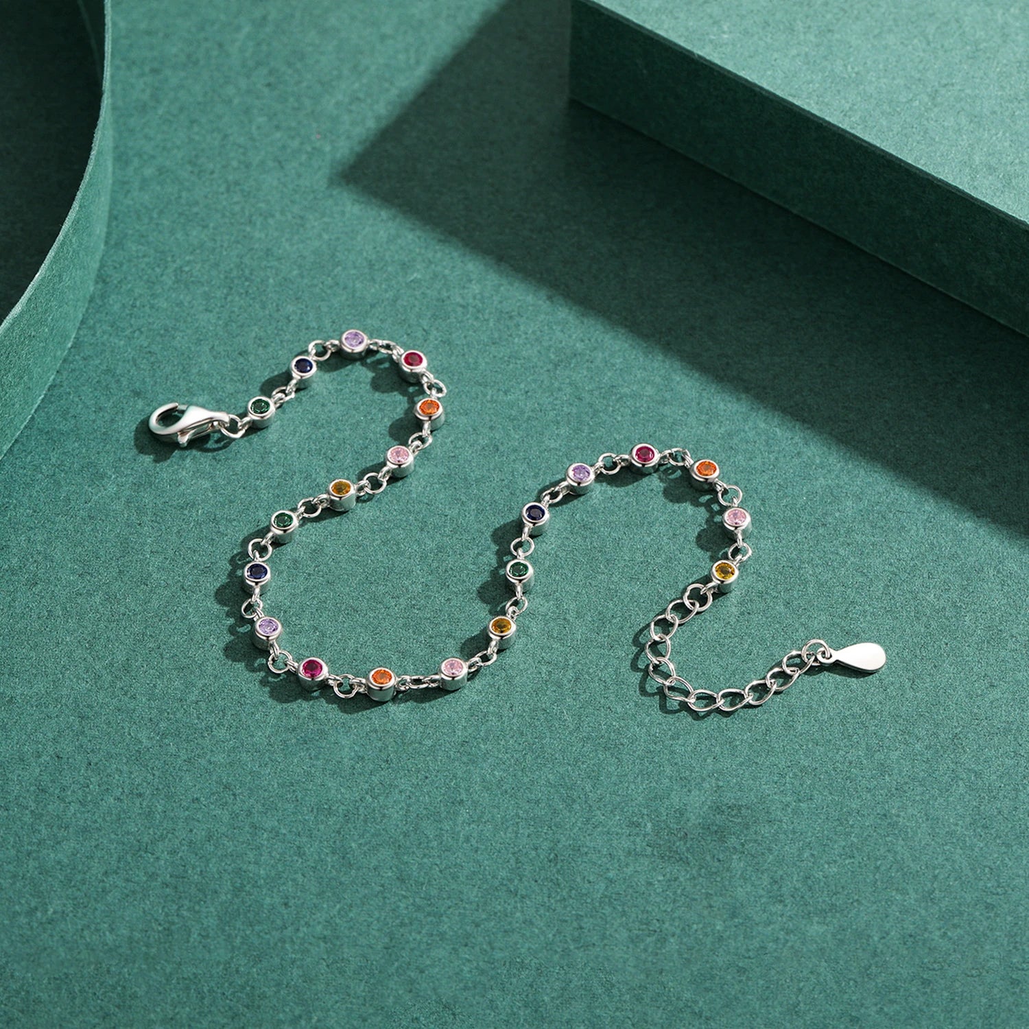 MODIAN Bohemia Style Charm Chain Bracelet For Women Real 925 Sterling Silver Rainbow Color CZ Female Fashion Jewelry Accessory