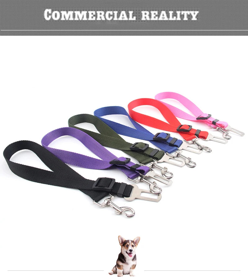 Adjustable Pet Dog Car Seat Belt Pet Seat Vehicle Dog Harness Lead Clip Safety Lever Traction Dog Collars Dog Accessories