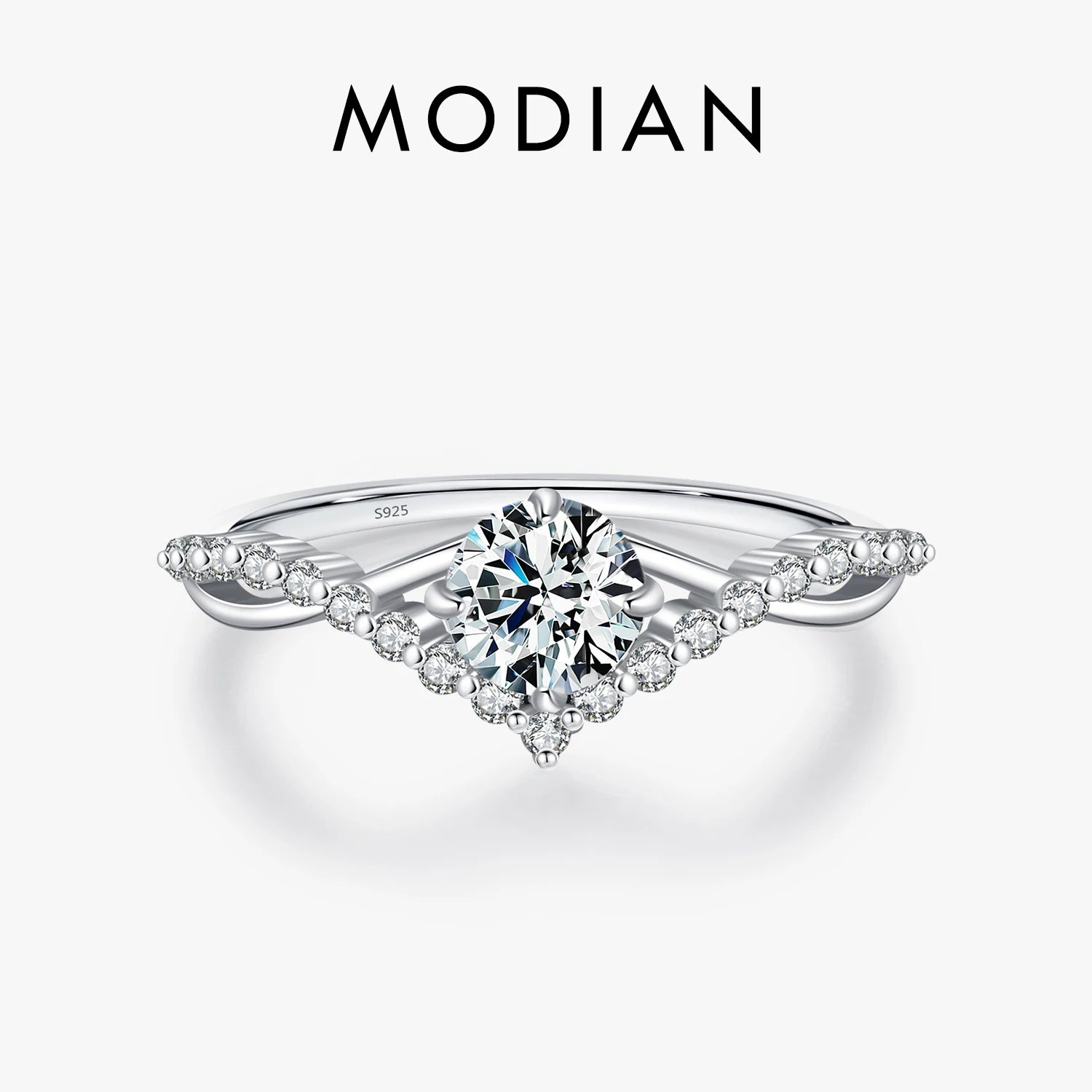 MODIAN Crown D Color Moissanite Ring Delicate Lab Diamond Ring 925 Sterling Silver For Women Wedding Engagement Jewelry