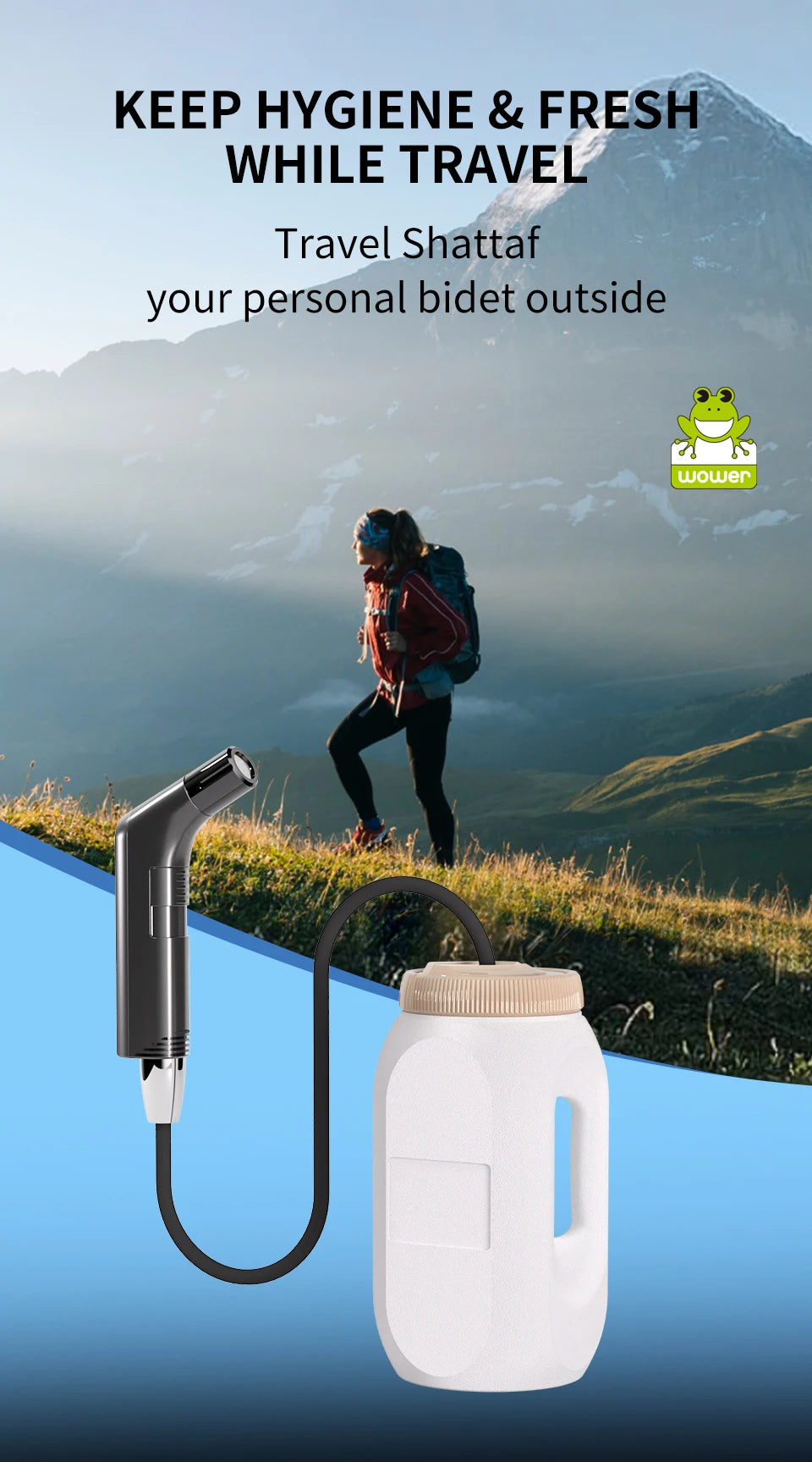 2.5L Portable Electric Bidet Rechargeable Shataf Hand Bidet Butt Sprayer for Personal Hygiene Cleaning Travel Camping Bidet