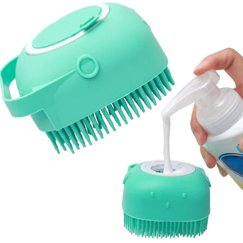 Cat Massage Comb Pet Dog Shampoo Brush 2.7oz 80ml Grooming Scrubber  for Bathing Short Hair Soft Silicone Rubber