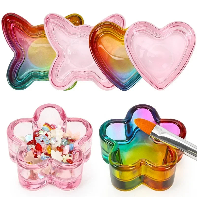 Acrylic Powder Liquid Crystal Glass Cup Aurora Colorful Cup Nail Brush Washing Mug Nail Art Tools Liquid Powders for Mixing Bowl