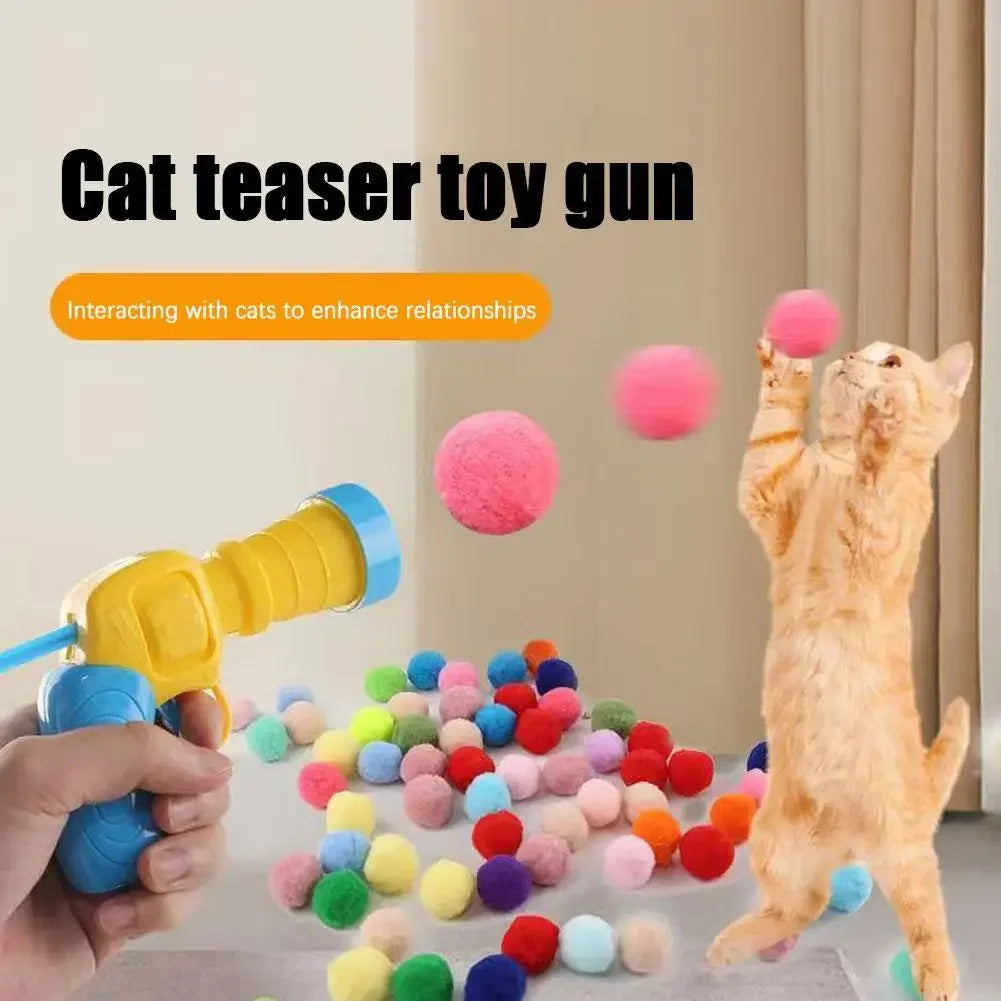 Cat toy interactive shooting training toy creative mini shooting gun game plush ball toy suitable for cats to play at home