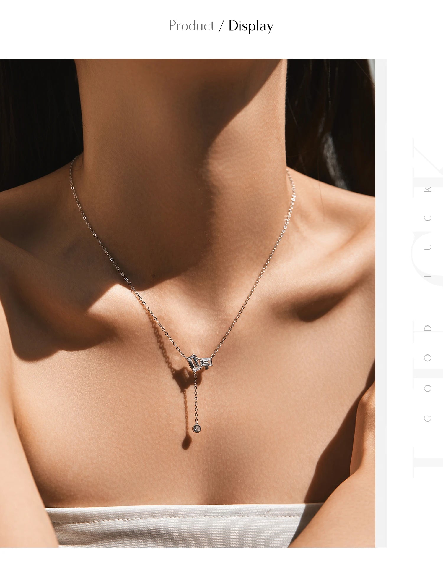 MODIAN 925 Sterling Silver Exquisite Rectangle Clear CZ Link Chain Lariat Y Shape Pendant Necklaces For Women Fine Jewelry