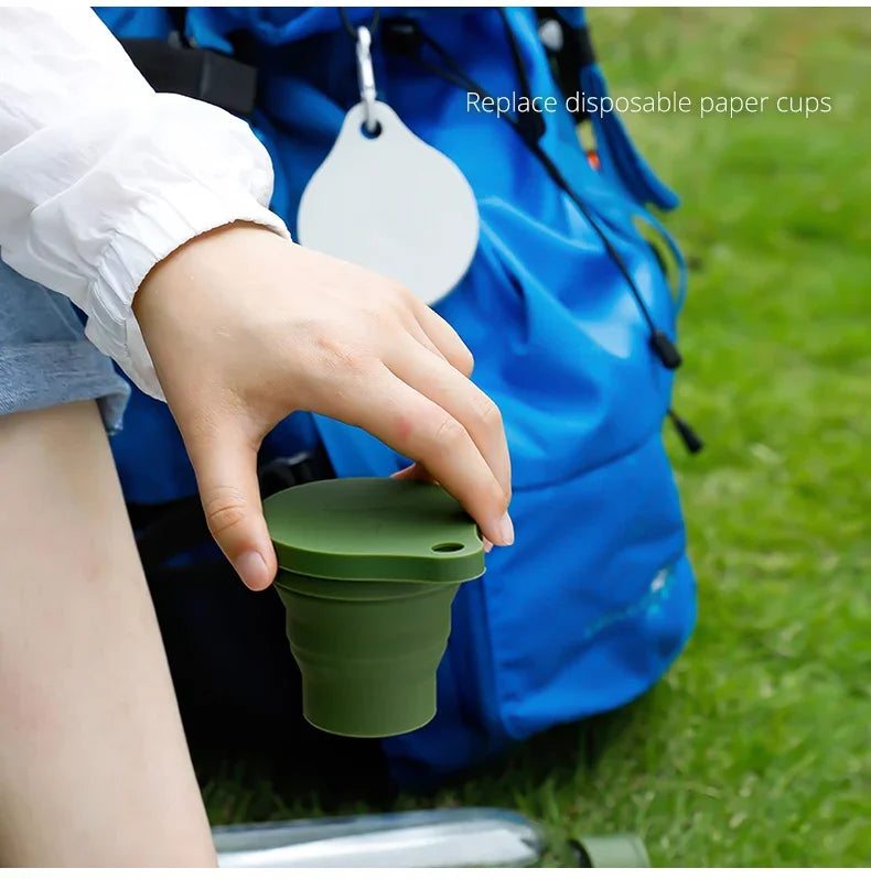 180ML Silicone Portable Folding Cup Mini Retractable CupTeacup Outdoor Travel Coffee Telescopic Drinking Mug with Lid