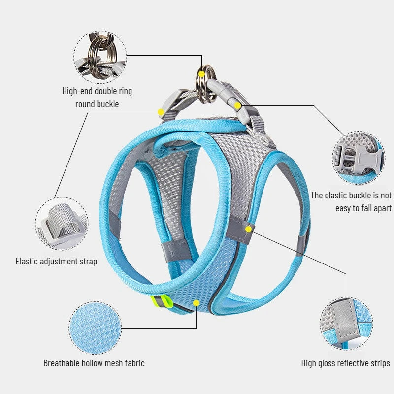 Pet Things Accessories Cute Adjustable  Collar and Leash Set for Walking Safe Reflective Soft Comfortable Vest For Small Medium Dog Cat Pet