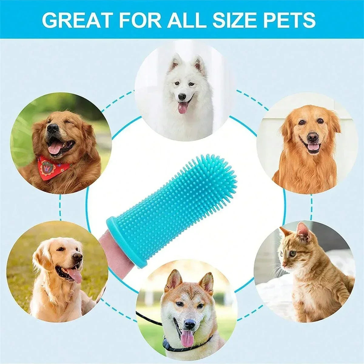 Cat Dog Super Soft Pet Finger Toothbrush Teeth Cleaning Bad Breath Care Nontoxic Silicone Toothbrush Tool Dog Cleaning Supplies