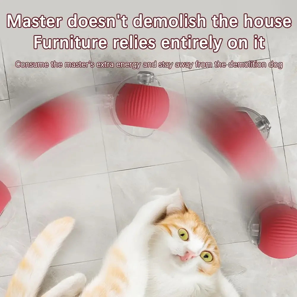 New Cat Interactive Ball Toy Automatic Rolling Ball Faux Tail Rechargeable Smart Pet Electric Toy Dog Cat Training Imitate Mouse