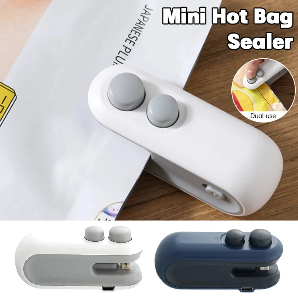 Electric Mini Heat Bag Sealing Machine Package Sealer Bags 2 in 1 Plastic Bag Sealing Machine Handheld Plastic Bag Heat Sealer