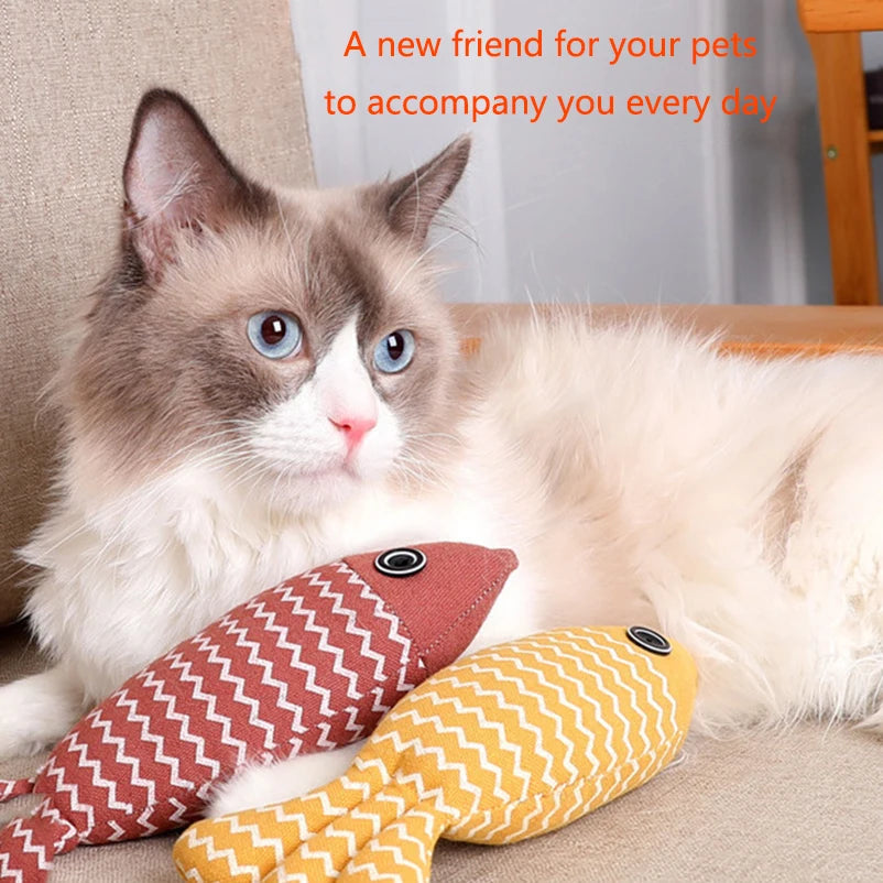 New pet toys, cat toys, linen fish pillows, self hi cat mint doll, pet supplies