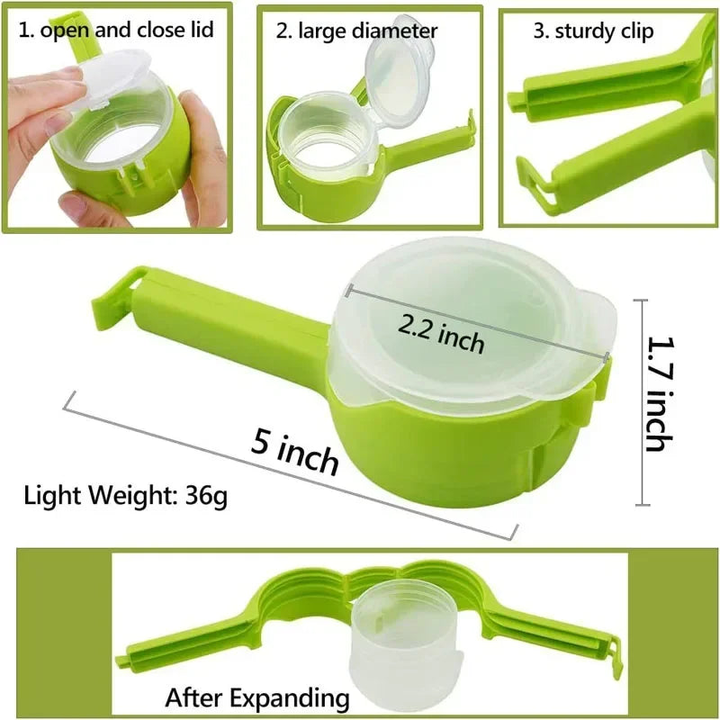 Split Mouth Closure Clip for Octopus Bean Food Bags with Pour Out Spout, Easily Split Oats Kitchen Tools  Bag Sealer  Storage