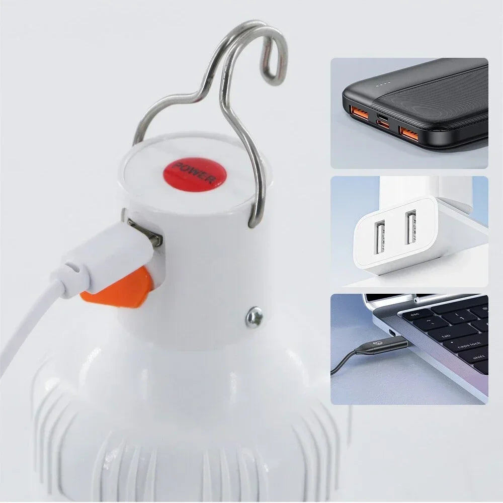 Rechargeable LED Indoor and Outdoor Emergency Portable Light (with Battery) Flash BBQ Tent Camping Light Lights Lamp Lantern