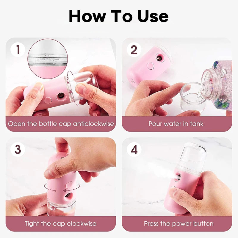 Mist Facial Nano Sprayer 30ML Humidifier USB Rechargeable Nebulizer Face Steamer Moisturizing Face Hydrating Skin Care Tools