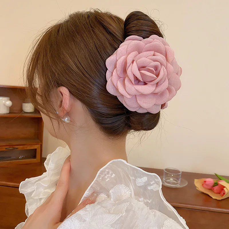 Fabric Rose Flower Hair Claw Clips For Women Girls Hair Clip Barrette Hairpins Hair Clamps Headwear Hair Accessories Gift