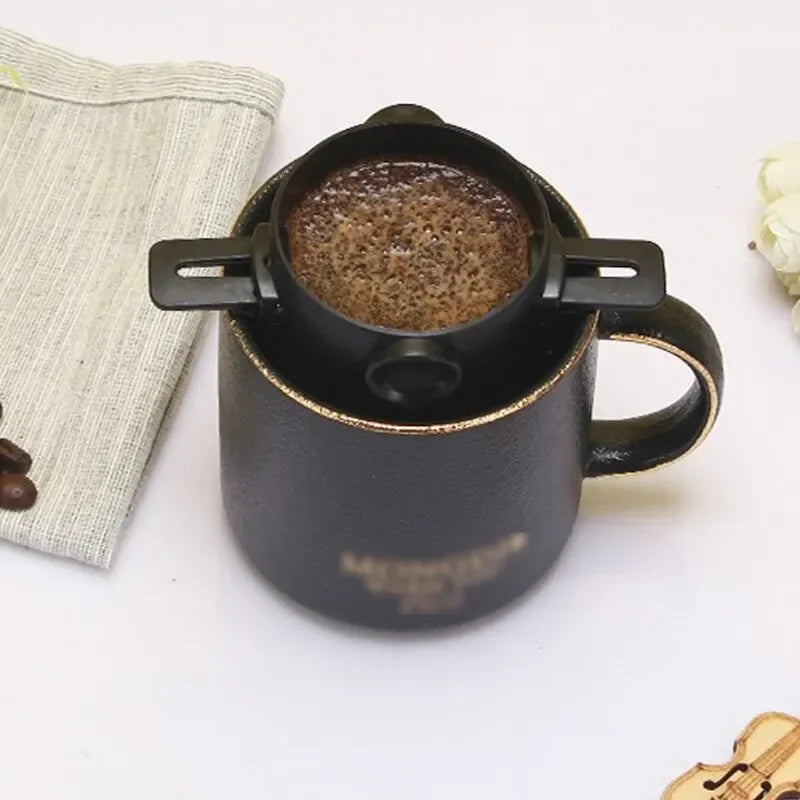 Reusable Tea Pot Holder Coffee Dripper Collapsible Coffee Filter Portable Stainless Steel Drip Coffee Tea Holder Funnel Basket