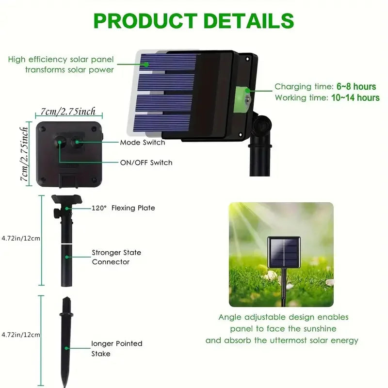 LED Solar Lights Fairy String Lights Waterproof 8 Modes for Garden Tree Decor Garden Lights Outdoor