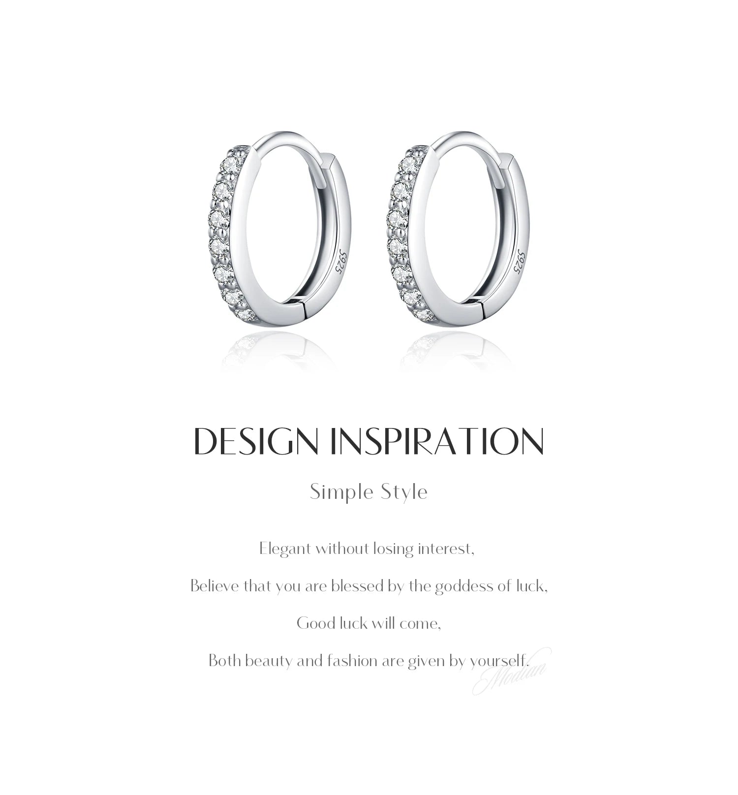 MODIAN D Color Sparkling Moissanite Earrings 925 Sterling Silver Classic Shining Circle Hoop Earrings For Women Fine Jewelry