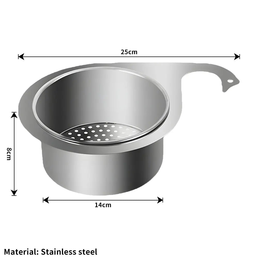 Stainless Steel Swan Sink Strainer Basket Removable Goosehead Storage Drainage Basket Goosehead Hanging Wet & Dry Drainage Racks