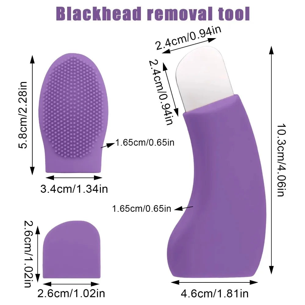 2 in 1 Facial Blackhead Removal Tool Silicone Face Scraper for Deep Cleansing Face Spatula Nose Whitehead Remover Skin Care Tool