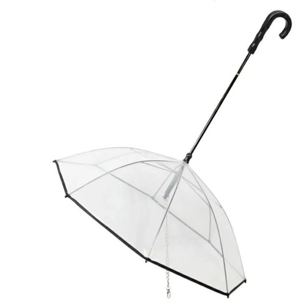 Detachable Clear Pet Dog Umbrellas C-Shape Handle with Leash Doggy Poncho Rainproof Adjustable Raincoat for Small Dogs