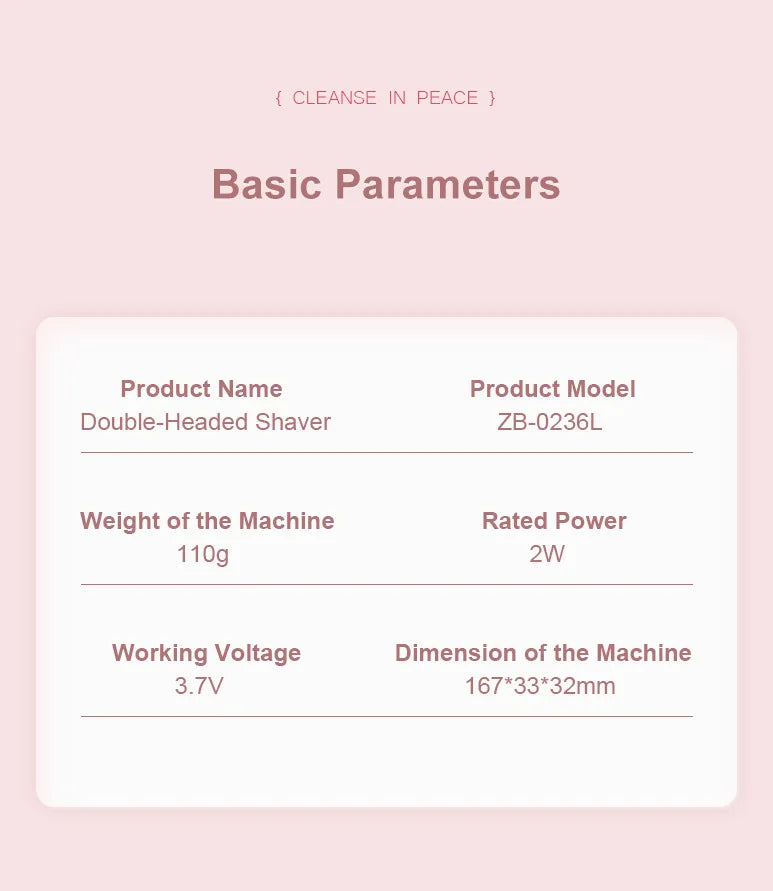 Waterproof Rechargeable Electric Shaver Mini Women Bikini Trimmer Body Hair Remover Mini Double Headed Electric Epilator