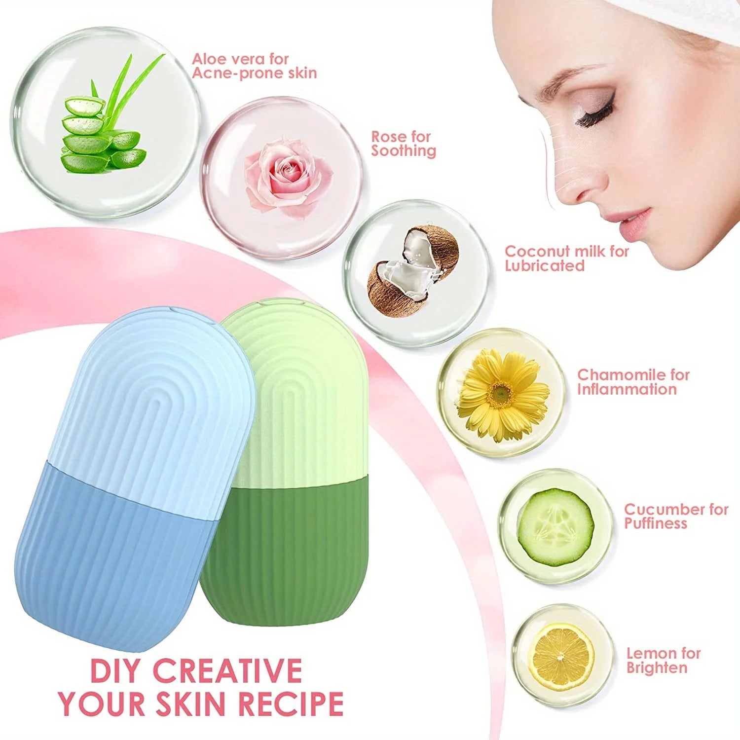 Ice Face Roller Facial Skincare Ice Roller Set Face Massage Roller Lifting Contouring Facial Cleansing Skin Care Tools