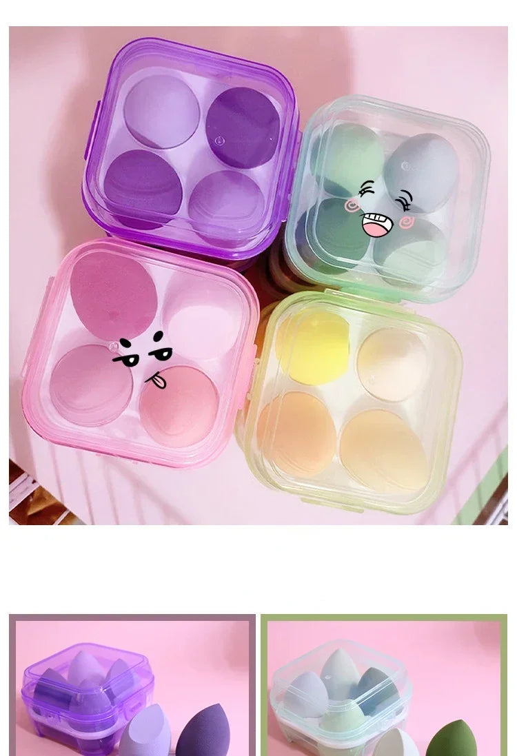 4pcs Makeup Sponge Cosmetic Puff Dry and Wet Combined Cosmetic Egg Women Foundation Powder Puff Bevel Cut Makeup Sponges