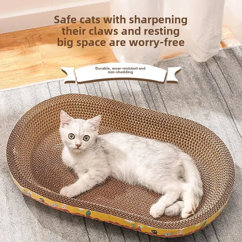 Pet Bed for Cat Supplies Claw Grinding Toys for Cats Oval Corrugated Paper Protective Furniture Cat Scratching Board Accessories