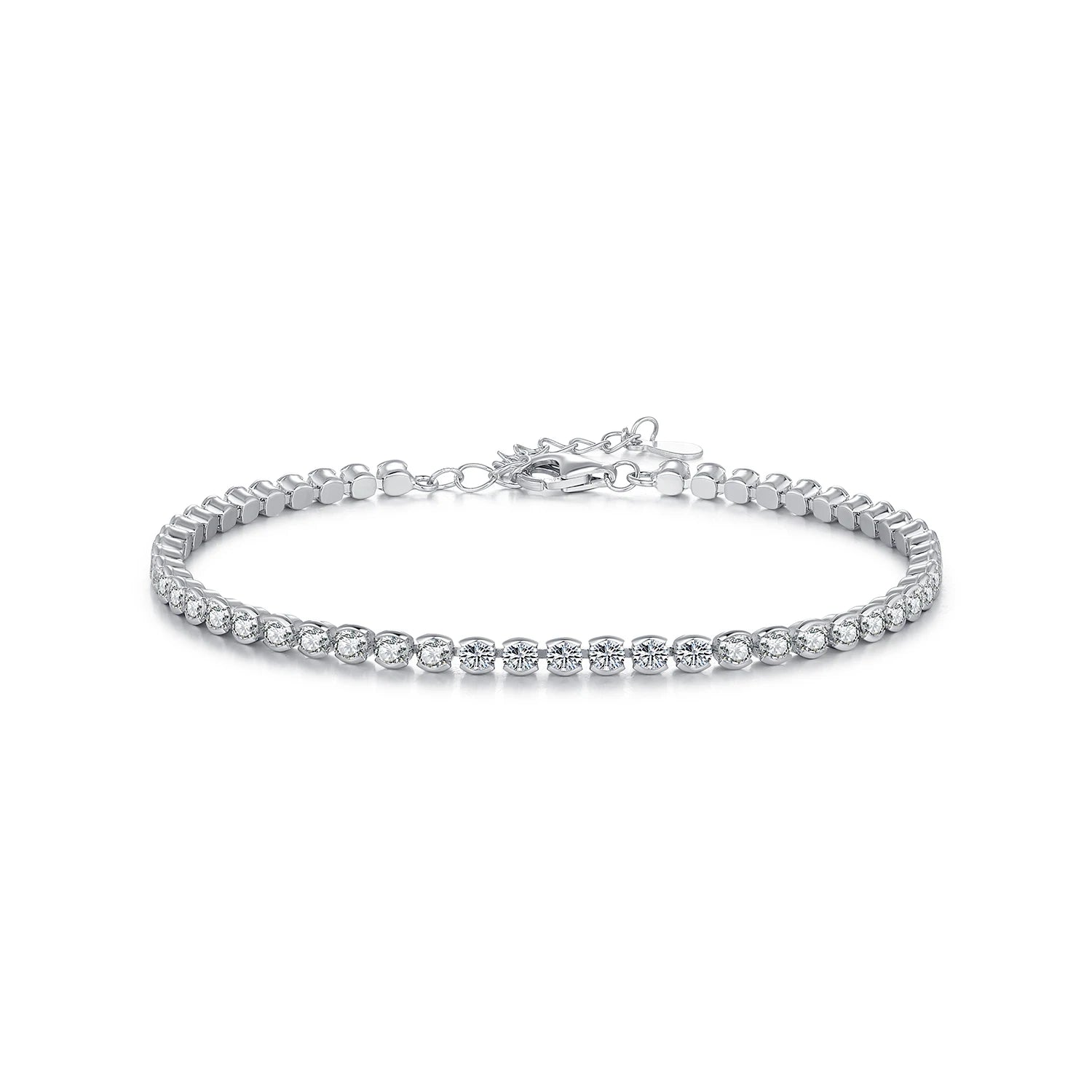 MODIAN 925 Sterling Silver Sparkling CZ Tennis Bracelet Round Zirconia Platinum Plated Bracelet For Women Fine Jewelry Gift