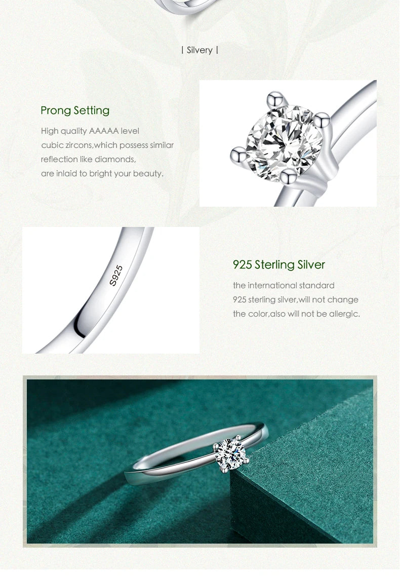 Modian 925 Sterling Silver 10 Hearts Clear CZ Simulated Diamond Simple Wedding Bands Ring For Women Statement Engagement Jewelry