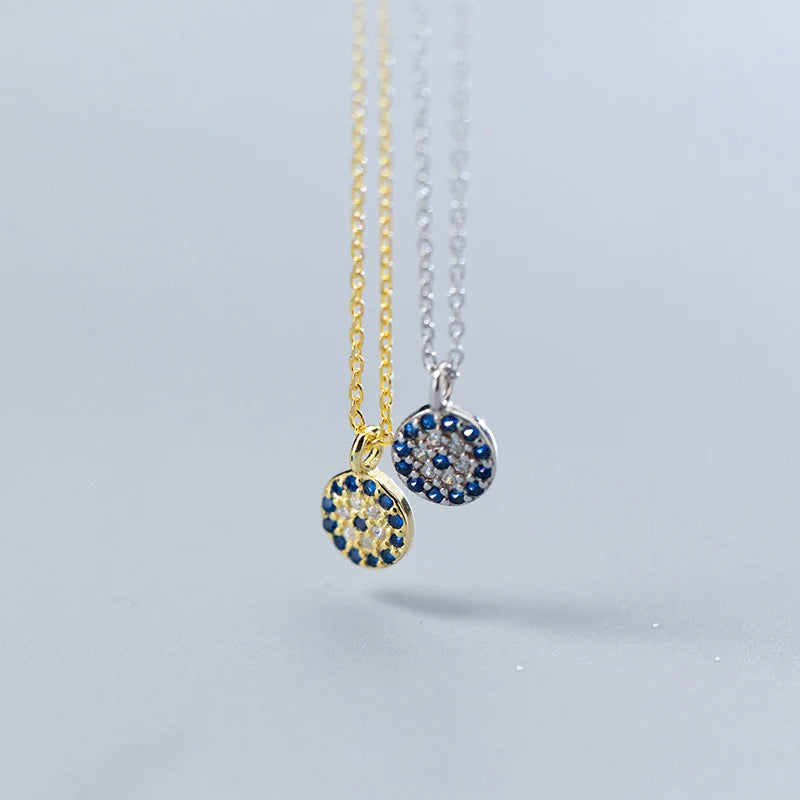 Modian Blue Crystal Eyes Pendants Classic Fashion 925 Sterling Silver Gold Color Necklace For Women S925 Silver Fine Jewelry