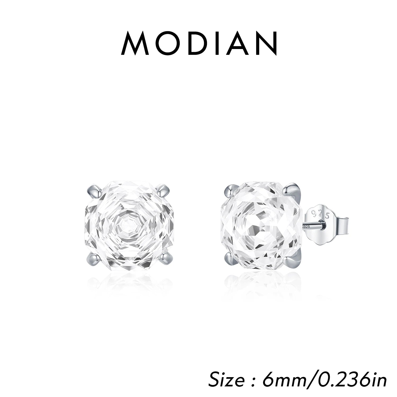 MODIAN 925 Sterling Silver Polygon Multi-Color Rose Cut Cubic Zirconia Luxury Stud Earrings For Women Party Fine Jewelry