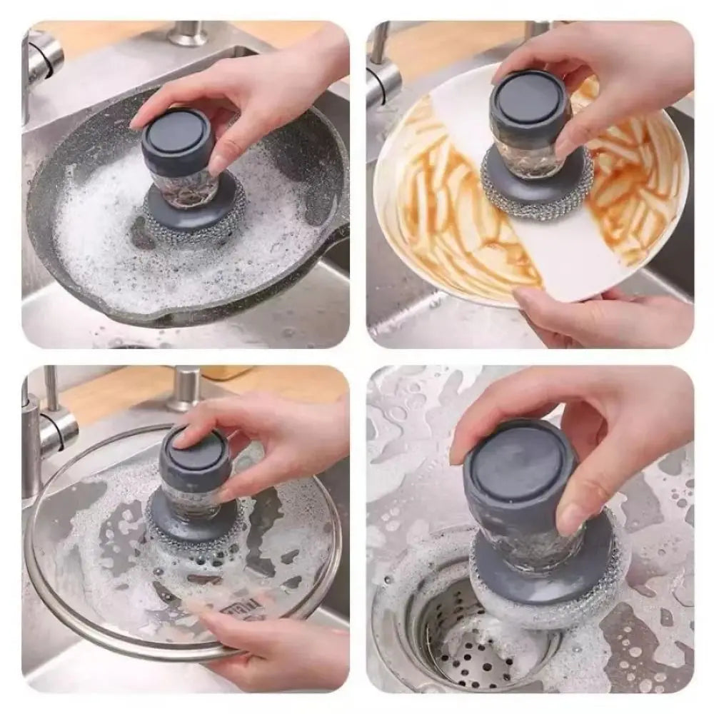 Creative Dish Cleaning Brush Liquid-added Ball Press Type Pot Brush Scrubber Liquid Filling Detergent