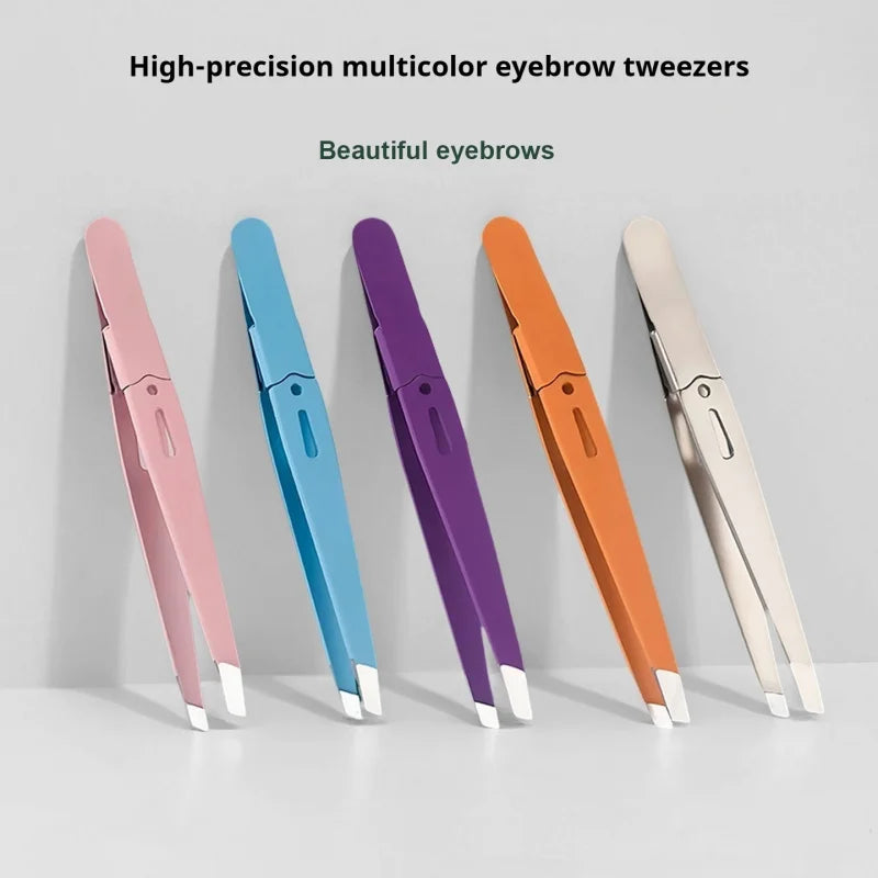 Colorful Eyebrow Tweezer High-Quality Stainless Steel Hair Beauty Fine Hairs Puller Slanted Eye Brow Clips Removal Makeup Tools