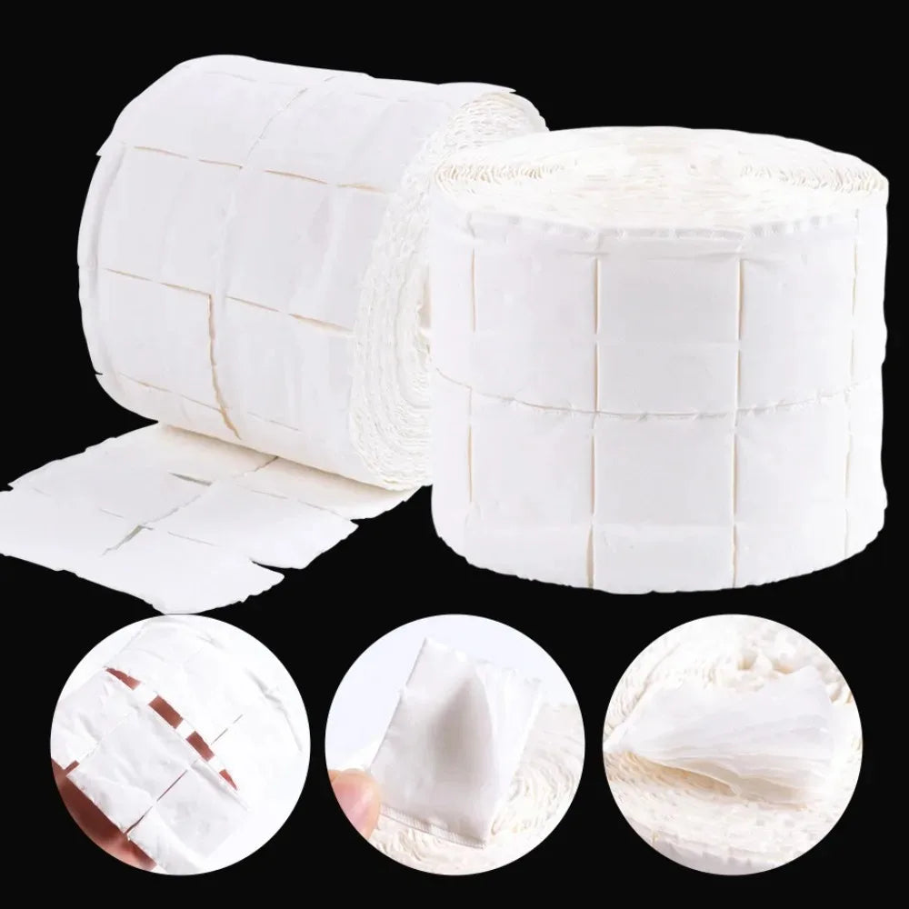 300Pcs/Roll Nail Polish Remover Cotton Pads White Torn Off Lint Free Nail Wipes for Gel Glue Makeup Manicure Cleaning Tool Paper